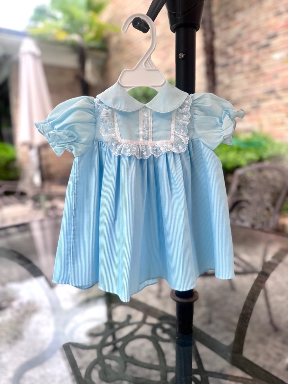 Vintage 1950’s Classic Blue Baby Girl's Formal Dress, 3-6M